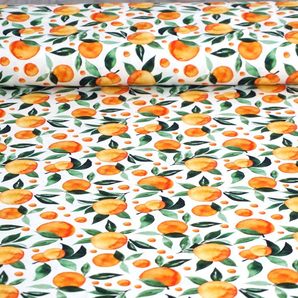 Dekostoff Panama Orangen orange weiß